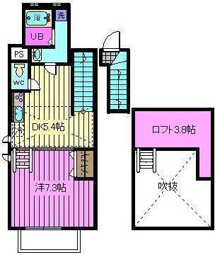 プランドール(1DK/2階)の間取り写真