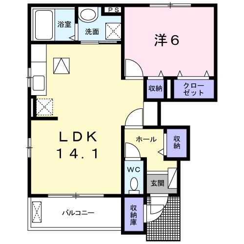 ホーク メゾンA(1LDK/1階)の間取り写真