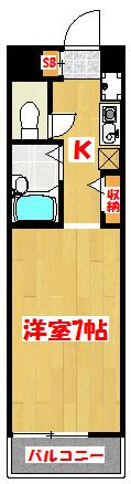 クレセントハイム(1K/1階)の間取り写真