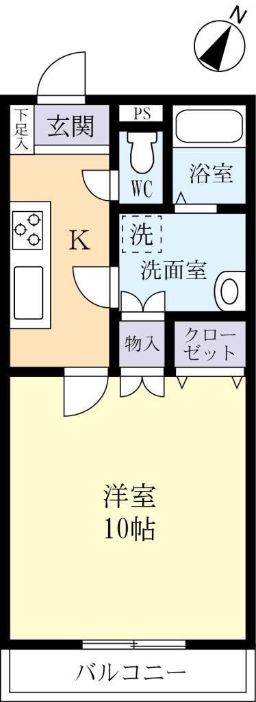 アメニティーコートつくば(1K/1階)の間取り写真