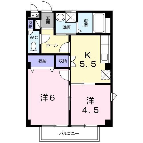 ラフォーレ大治田1(2K/2階)の間取り写真