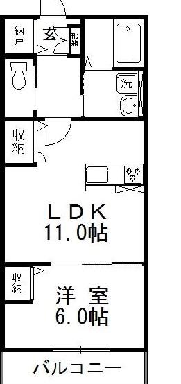 ローレル(1LDK/1階)の間取り写真
