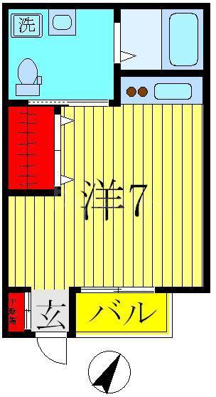パルト館(ワンルーム/1階)の間取り写真