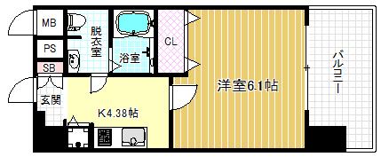 クリスタルグランツ東天満(1K/8階)の間取り写真