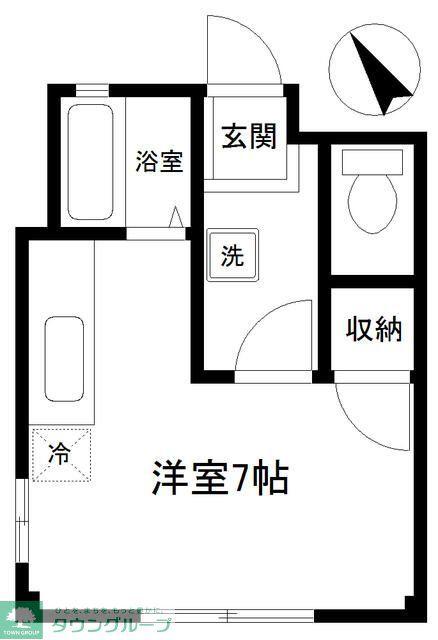 リライアンス(ワンルーム/1階)の間取り写真