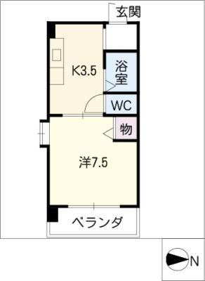 ティアイ一社(1K/3階)の間取り写真