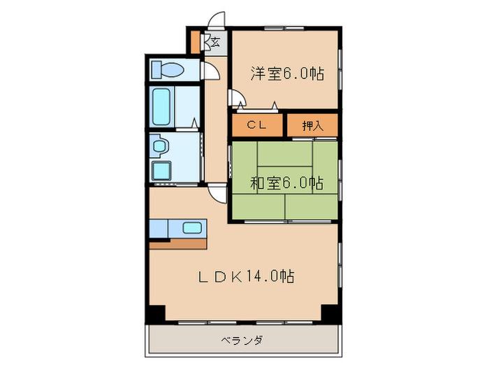 グランドヒルズ中野新町(2LDK/3階)の間取り写真