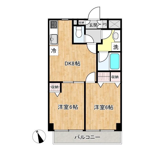 ANNEX-A(2DK/8階)の間取り写真