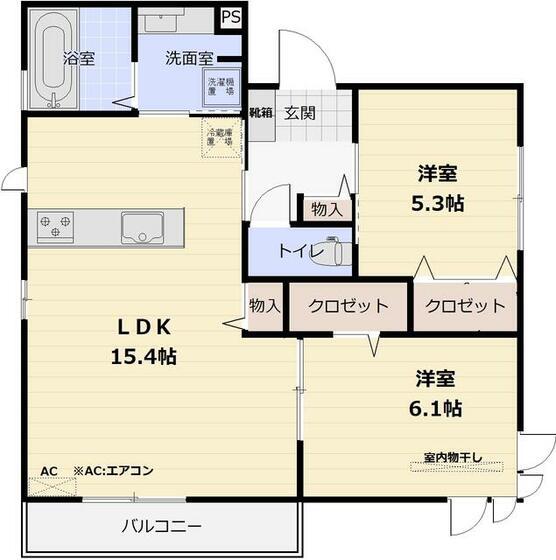 アンジュール(2LDK/3階)の間取り写真
