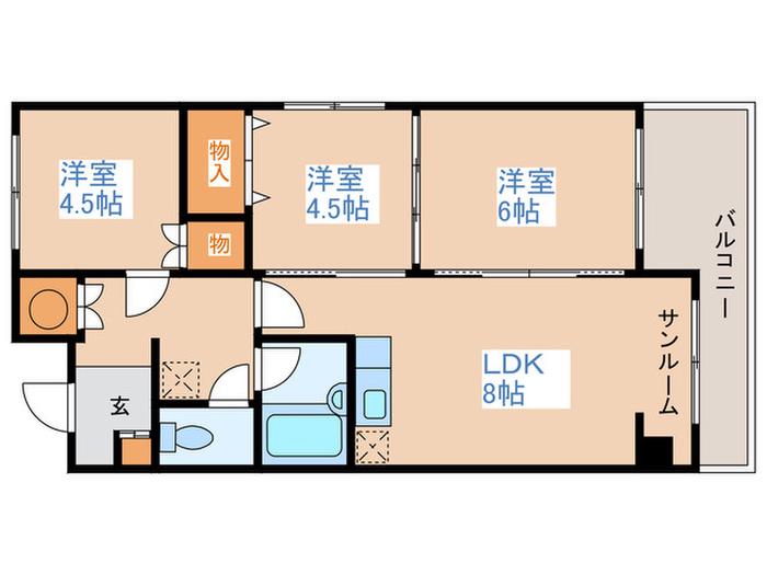 南平岸MS(3LDK/3階)の間取り写真