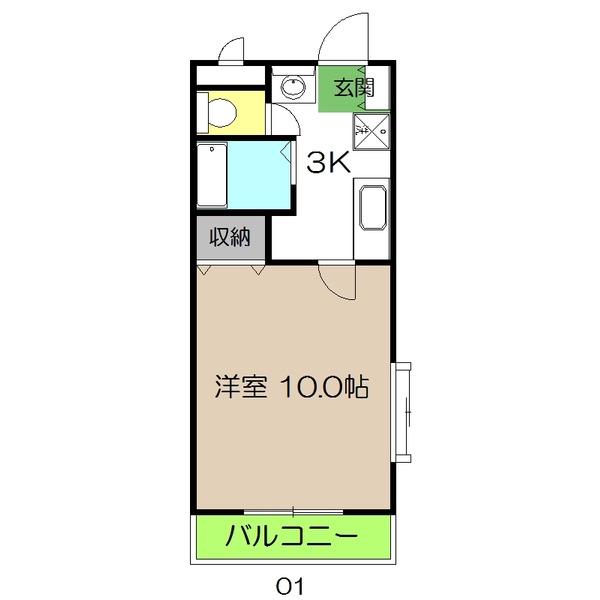 グランツIII(1K/3階)の間取り写真