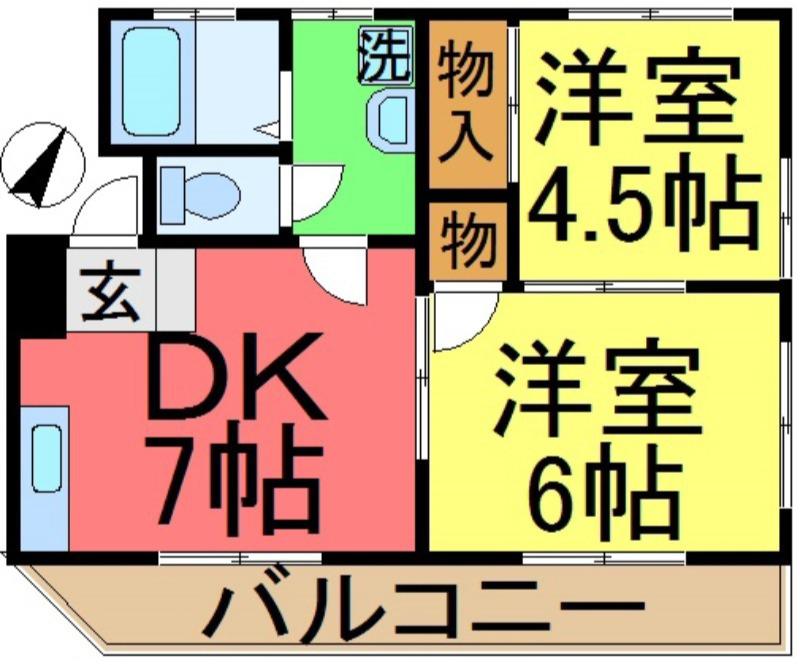 グレイス桑原(2DK/2階)の間取り写真