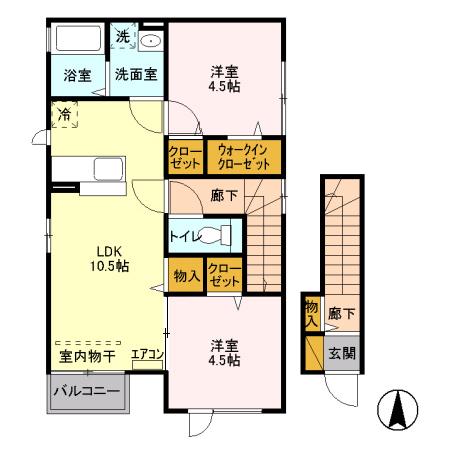 アルシオン(2LDK/2階)の間取り写真