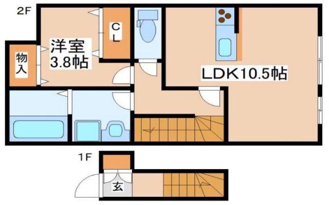モスフロックス野村(1LDK/2階)の間取り写真