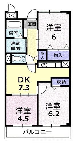 グラディオ・AKAYAMA(3DK/3階)の間取り写真