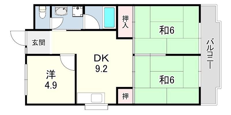 マンションライズ(3DK/4階)の間取り写真