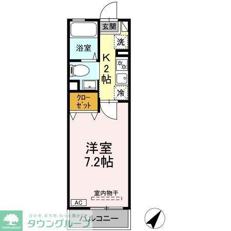 クレスト・シノダ(1K/2階)の間取り写真