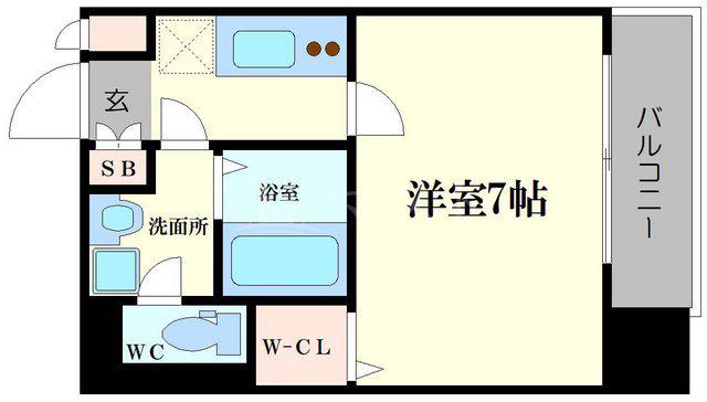 フォーリアライズ大正ソーレ(1K/2階)の間取り写真