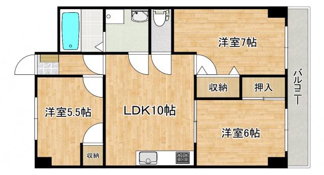 ブリリアンK(3LDK/3階)の間取り写真