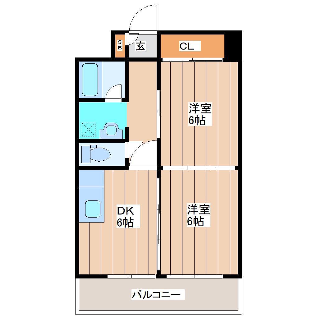 メゾンドール福田町(2DK/1階)の間取り写真