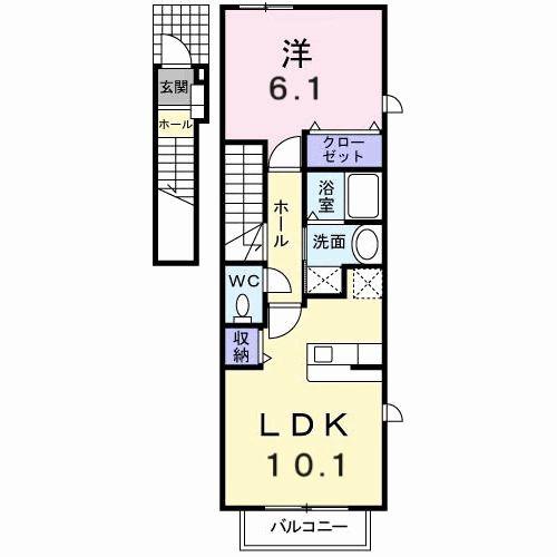 メゾンパルフェ II(1LDK/2階)の間取り写真