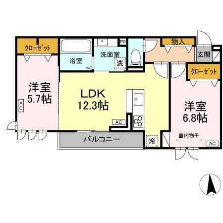 トゥインクルDAYS(2LDK/2階)の間取り写真