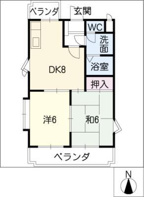 大府グリーンハイツ(2DK/3階)の間取り写真