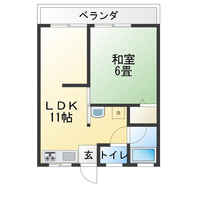 第二悠雅荘(1LDK/3階)の間取り写真