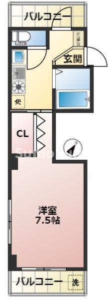 EBISマンション(1K/2階)の間取り写真