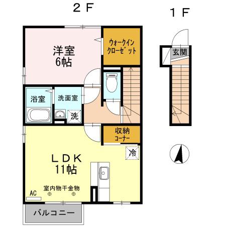 マジェスタ B(1LDK/2階)の間取り写真