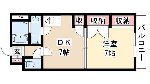 久屋グリーンビル(1DK/5階)の間取り写真