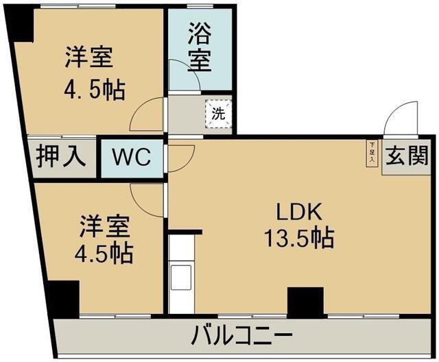 サンファンレジデンス(2LDK/6階)の間取り写真