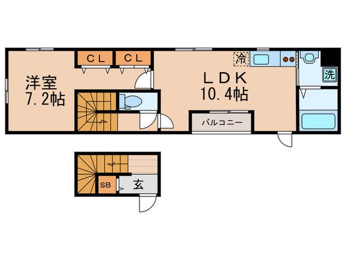 リバーコート(1LDK/2階)の間取り写真
