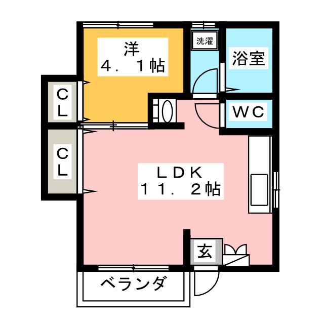 メゾン弐番館A棟(1LDK/2階)の間取り写真