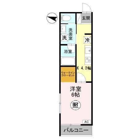 ナチュラルフロント 住居(1K/2階)の間取り写真