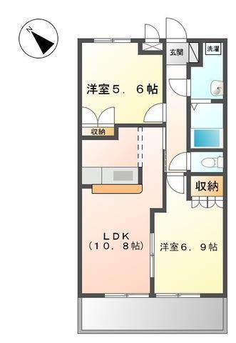 サンハイツI(2LDK/2階)の間取り写真