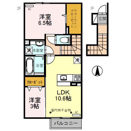 グランペールVI(2LDK/2階)の間取り写真