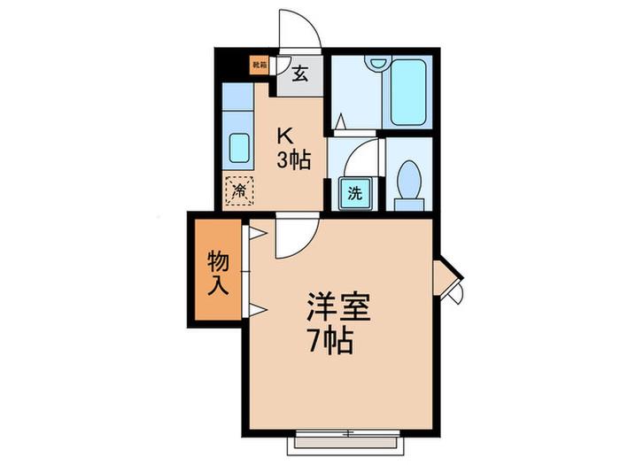 クレセント平町(1K/2階)の間取り写真