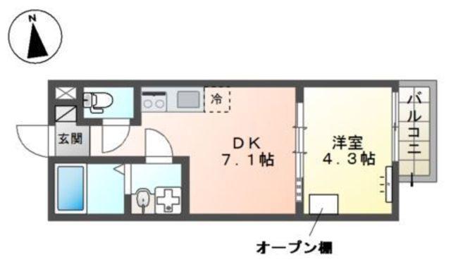 八王子市北野町マンション工事(1DK/3階)の間取り写真