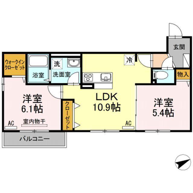 レセンテ1038(2LDK/2階)の間取り写真