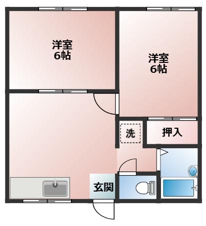 上恋路ハイツ(2DK/2階)の間取り写真