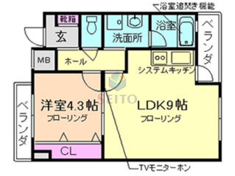 エルベコート豊中本町(1LDK/5階)の間取り写真