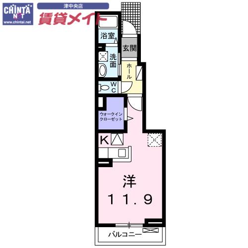 ADVANCEII II(ワンルーム/1階)の間取り写真