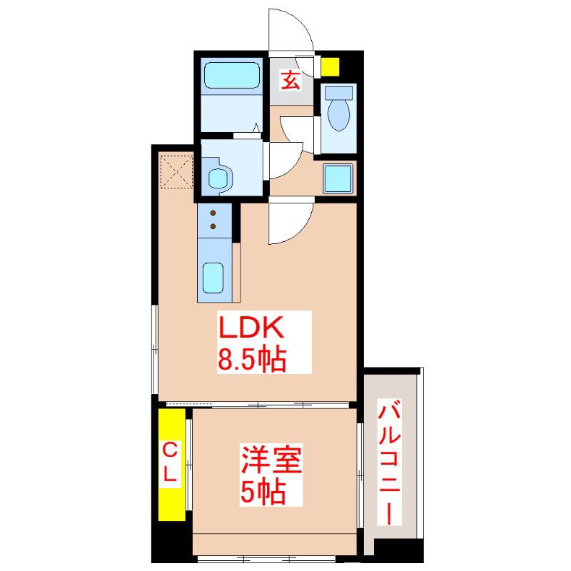 LIFE TERRACE 下荒田(1LDK/3階)の間取り写真