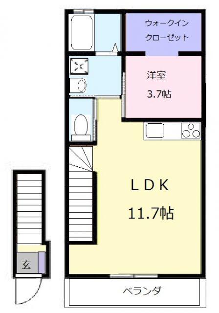 BELL TREE (1LDK/2階)の間取り写真