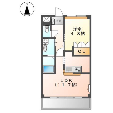 さくらパレスII(1LDK/2階)の間取り写真