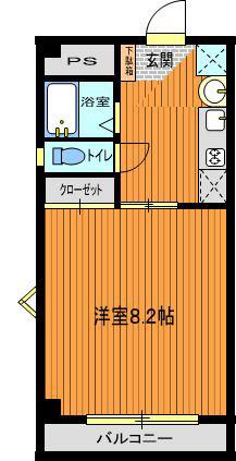 サングリア(1K/4階)の間取り写真