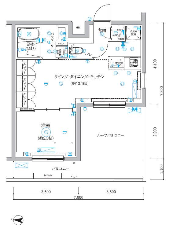 セジョリ千鳥町(1LDK/5階)の間取り写真