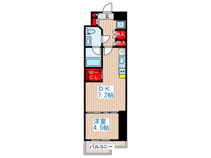 ザ・パークワンズ渋谷本町(1DK/7階)の間取り写真