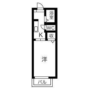クレベール庄内緑地(1K/2階)の間取り写真